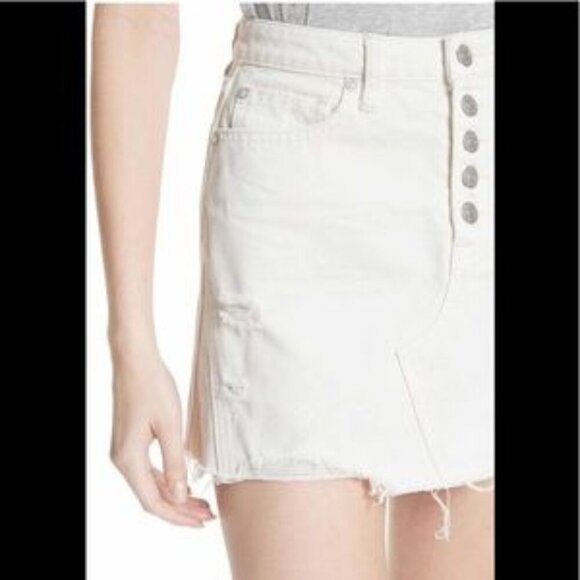 NWT - Free People Destroyed Denim Mini Skirt Size - 28 - Picture 2 of 12
